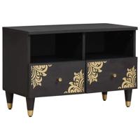 TV-kast met lade Zwart 70 x 33 x 46 cm Massief Mango Hout - thumbnail