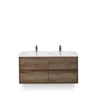 Porto Badmeubelset 120 cm - 4 laden Tabacco - Keramische Wastafel Wit Slim - thumbnail