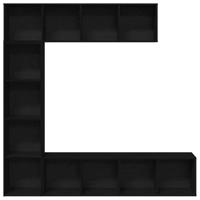 Boekenkast 3 pcs Zwart Eiken 36 x 30 x 143 cm Bewerkt hout - thumbnail