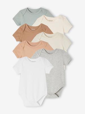 Set van 7 rompertjes met korte mouwen en Amerikaans armsgaten baby BASICS meerkleurig