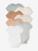 Set van 7 rompertjes met korte mouwen en Amerikaans armsgaten baby BASICS meerkleurig - thumbnail