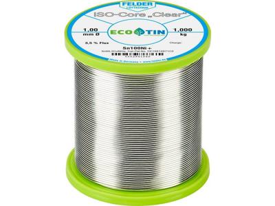 Felder ISO-Core Clear Sn100Ni+ Soldeertin Spoel Sn99,25Cu0,7Ni0,05 0.500 kg 0.5 mm Felder ISO-Core Clear Sn100Ni+ Soldeertin Spoel Sn99,25Cu0,7Ni0,05 0.500 kg 0.5 mm