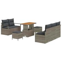 Tuinbankenset met kussen 8 pcs Grijs poly rattan - thumbnail