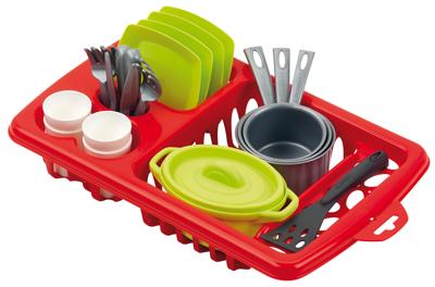 Ecoiffier 100% chef serviesset met afdruiprek Ecoiffier 100% chef serviesset met afdruiprek