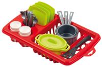 Ecoiffier 100% chef serviesset met afdruiprek - thumbnail