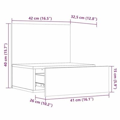 Wandbevestigde nachttafel met lade Wandgemonteerd Wit 42 x 32,5 x 40 cm Wandbevestigde nachttafel met lade Wandgemonteerd Wit 42 x 32,5 x 40 cm