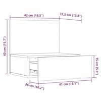 Wandbevestigde nachttafel met lade Wasbruin 42 x 32,5 x 40 cm - thumbnail