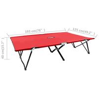 Ligbed 2-persoons inklapbaar staal rood - thumbnail