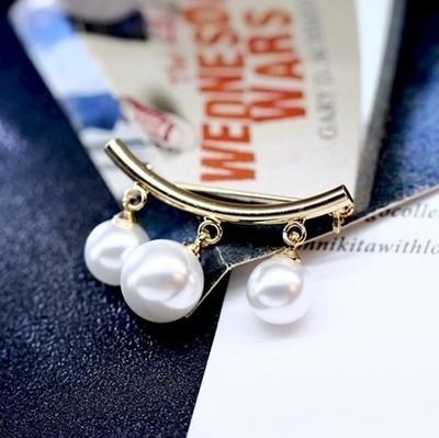Anti Slip Pin pinnen eenvoudig Pearl Brooch vrouwen accessoires Cardigan Anti dragen glazuur Pin(Gold)
