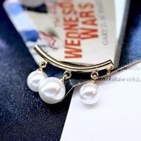 Anti Slip Pin pinnen eenvoudig Pearl Brooch vrouwen accessoires Cardigan Anti dragen glazuur Pin(Gold) - thumbnail