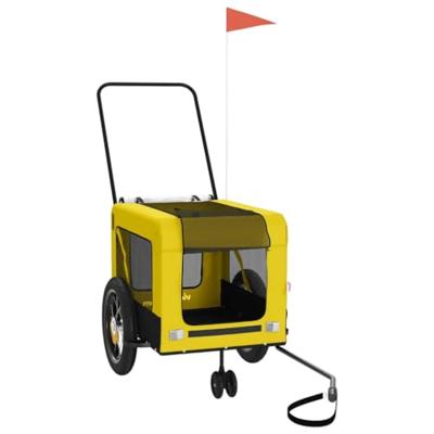 Hondenfietstrailer oxford stof en ijzer geel en zwart - thumbnail
