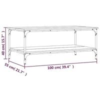 Salontafel 100x55x40 cm bewerkt hout gerookt eikenkleurig - thumbnail