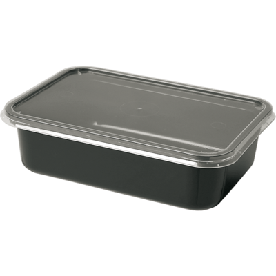 Bak | PP | 750ml | incl. Deksel | kilobak | 183x134x45mm | zwart | 150 stuks