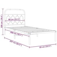 Bedframe met hoofdbord metaal wit 80x200 cm - thumbnail