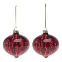 Kerstballen (2 pcs) 112490 Bruin Rood 8 cm (2 Stuks) Kleur Bruin - thumbnail