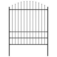 Tuinhek met speren bovenkant (1,75-2)x1,7 m staal zwart - thumbnail