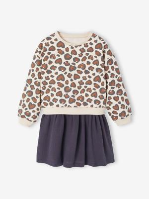 Jurk 2-in-1 van molton en katoenen gaas antraciet Jurk 2-in-1 van molton en katoenen gaas antraciet