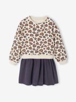 Jurk 2-in-1 van molton en katoenen gaas antraciet - thumbnail