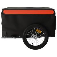 VidaXL Fietstrailer 45 kg ijzer zwart en oranje - thumbnail