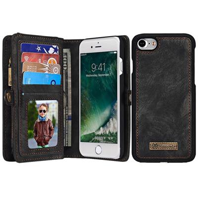 iPhone 7 & 8 Horizontaal Portemonnee stijl PU leren CaseMe Flip Hoesje met afneembaar back cover, foto frame en opbergruimte voor veel pinpassen & gel