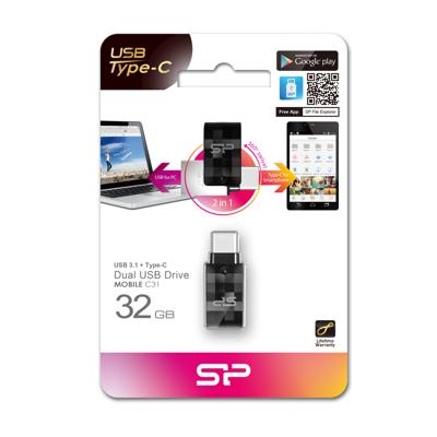 Silicon Power C31 Dual USB Pendrive Mobile 32GB USB-C Black