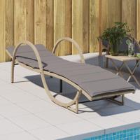 Ligbed met kussen 60x199x42 cm poly rattan beige - thumbnail