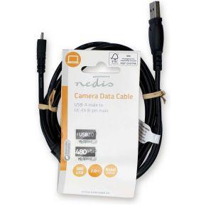 Nedis CCGL60810BK20 Usb-kabel Usb 2.0 Usb-a Male Us-e6 8-pins Male 480 Mbps Vernikkeld 2.00 M Rond Pvc Zwart Label