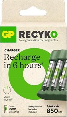 GP ReCyko AAA 4x 850 mAh USB batterijlader + 4 ReCyko 800 mAh batterijen GP ReCyko AAA 4x 850 mAh USB batterijlader + 4 ReCyko 800 mAh batterijen