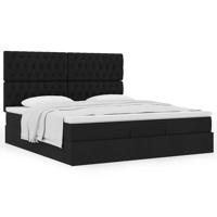 Ottoman bed met matras 160x200cm stof zwart - thumbnail