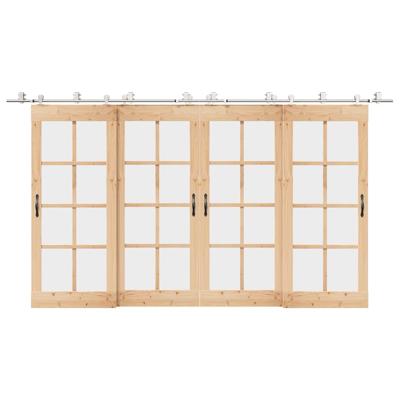 Schuifdeur onderdelenset 200 cm roestvrij staal zilverkleurig