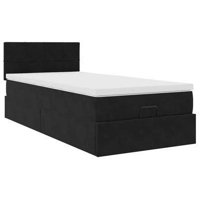 Ottoman bed met matras 90x190cm fluweel zwart