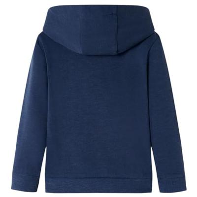 Kindertrui met capuchon 128 gemleerd marineblauw en oranje