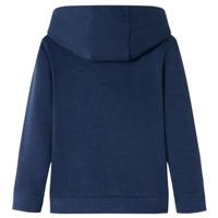 Kindertrui met capuchon 128 gemleerd marineblauw en oranje - thumbnail