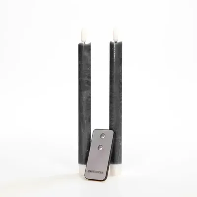 Anna&apos;s Collection LED dinerkaars 3d flame rustiek 23 cm zwart 2 stuks