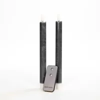 Anna&apos;s Collection LED dinerkaars 3d flame rustiek 23 cm zwart 2 stuks - thumbnail