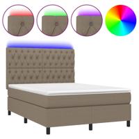 Boxspring met matras en LED stof taupe 140x190 cm - thumbnail