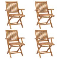 Tuinstoelen 4 st inklapbaar massief teakhout - thumbnail