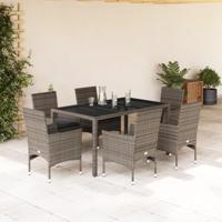 7-delige Tuinset met kussens poly rattan en glas grijs - thumbnail