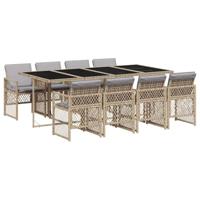 9-delige Tuinset met kussens poly rattan beige - thumbnail