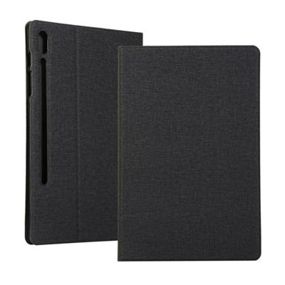 Spanning stretch stof textuur horizontale Flip lederen case voor Galaxy tab S6 T860 met houder (zwart)