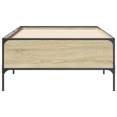 Bedframe bewerkt hout en metaal sonoma eikenkleurig 75x190 cm Bedframe bewerkt hout en metaal sonoma eikenkleurig 75x190 cm