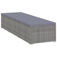 Ligbed met kussen en theetafel poly rattan grijs - thumbnail