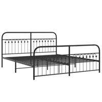 Bedframe met hoofd- en voeteneinde metaal zwart 183x213 cm - thumbnail