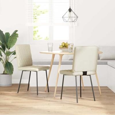 Eetkamerstoelen 2 st kunstleer crmekleurig Eetkamerstoelen 2 st kunstleer crmekleurig