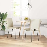 Eetkamerstoelen 2 st kunstleer crmekleurig - thumbnail