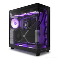 NZXT h6 flow rgb midi tower behuizing (zwart | 2x usb-a | 1x usb-c | rgb | tempered glass) - thumbnail