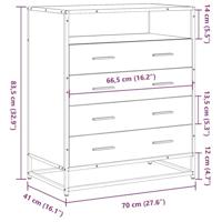 Ladekast 70x41x70 cm bewerkt hout gerookt eikenkleurig - thumbnail