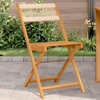 Bistrostoelen 2 st massief acaciahout en touw beige - thumbnail