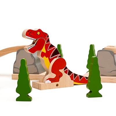 Bigjigs houten rails barstende brug t-rex dino, 7dlg.