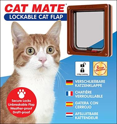 Cat Mate kattenluik met tweewegsluiting 13mm bruin - thumbnail